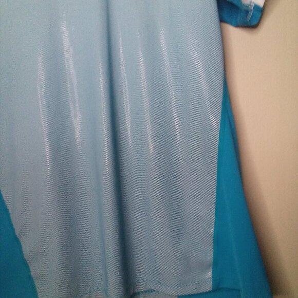 Columbia Shirt Women 1X Short Sleeve Active Athletic Omni-Shade Blue Teal White - Picture 11 of 16